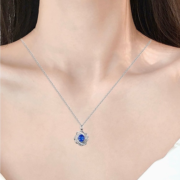 Spiral Blue stone flower with hollow gemstones, 10" long - Picture 4 of 5